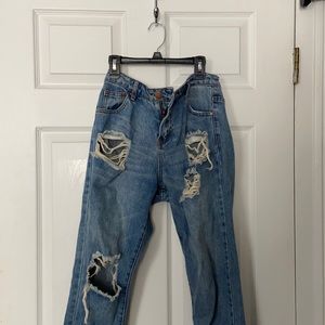 ASOS TOBI medium washed distressed jeans — raw hem